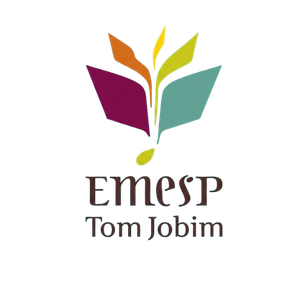 Logotipo colorido da EMESP Tom Jobim - Escola de Música do Estado de São Paulo.