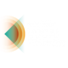 Logotipo da instituição Modern Vocal Training com um símbolo abstrato em tons de azul e laranja ao lado do nome escrito em letras brancas.